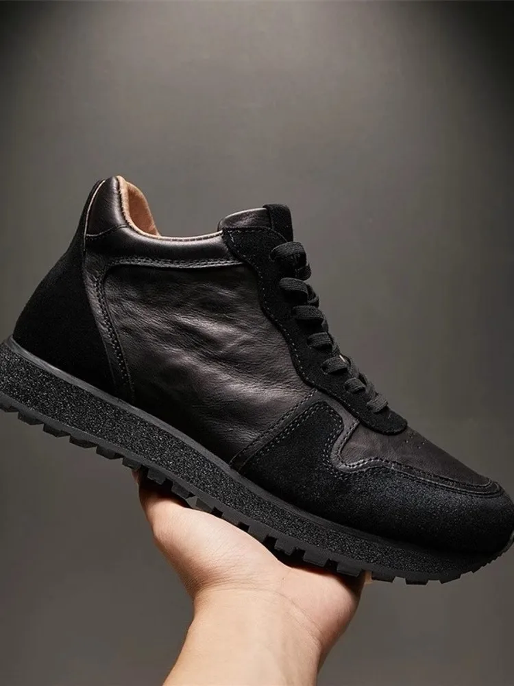 UNITYPUREMAX™ Men’s Vintage Cowhide Leather Winter Sneakers – Fleece-Lined Anti-Skid Platform Running Shoes 5