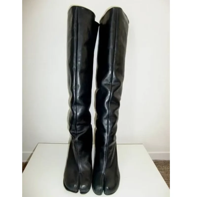 UNITYPUREMAX™ Luxury Split-Toe Tabi Knee-High Boots – Elegant Round Heel Side Zipper Women’s Boots 1