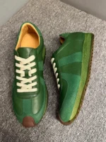 UNITYPUREMAX™ Green Retro Leather Platform Sneakers for Men 3