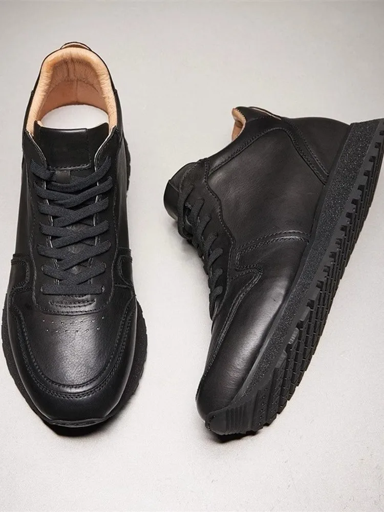 UNITYPUREMAX™ Men’s Vintage Cowhide Leather Winter Sneakers – Fleece-Lined Anti-Skid Platform Running Shoes 2