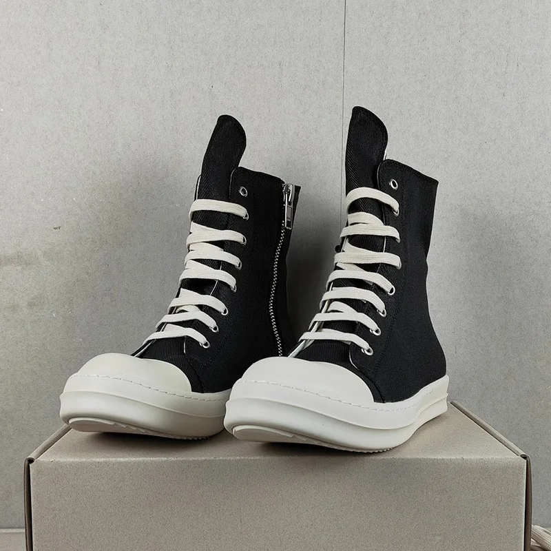 UNITYPUREMAX™ Unisex High-Top Canvas Sneakers – Thick Sole Zip-Up Lace-Up Casual Plimsolls 4