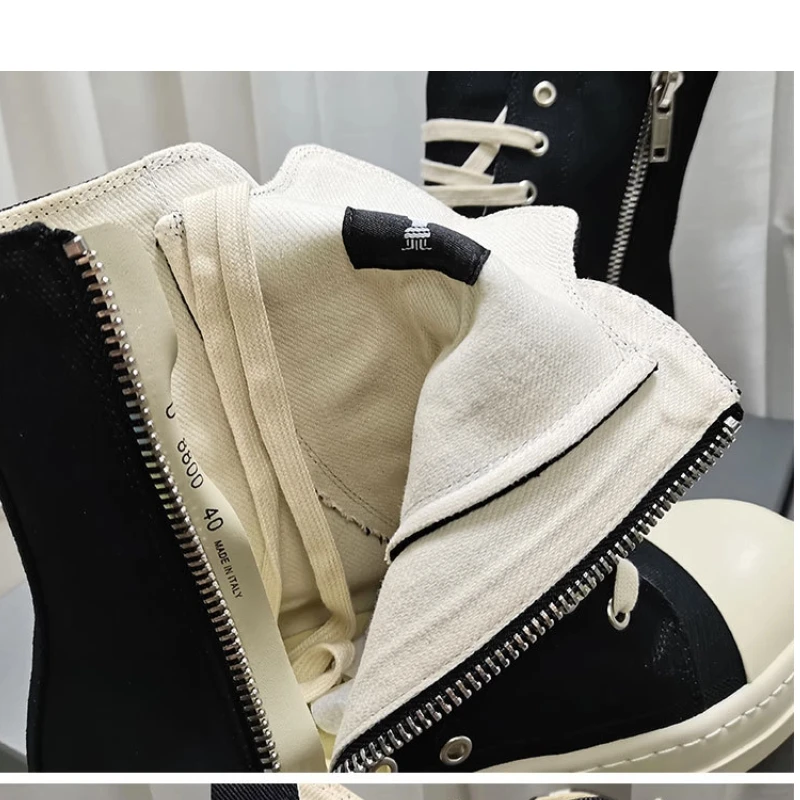 UNITYPUREMAX™ Unisex High-Top Canvas Sneakers – Thick Sole Zip-Up Lace-Up Casual Plimsolls 6