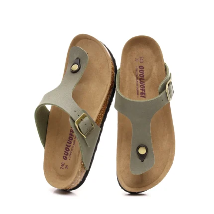 UNITYPUREMAX™ Green Sheepskin Cork Footbed Slides – Arch Support Adjustable Buckle Summer Sandals (Unisex) 2
