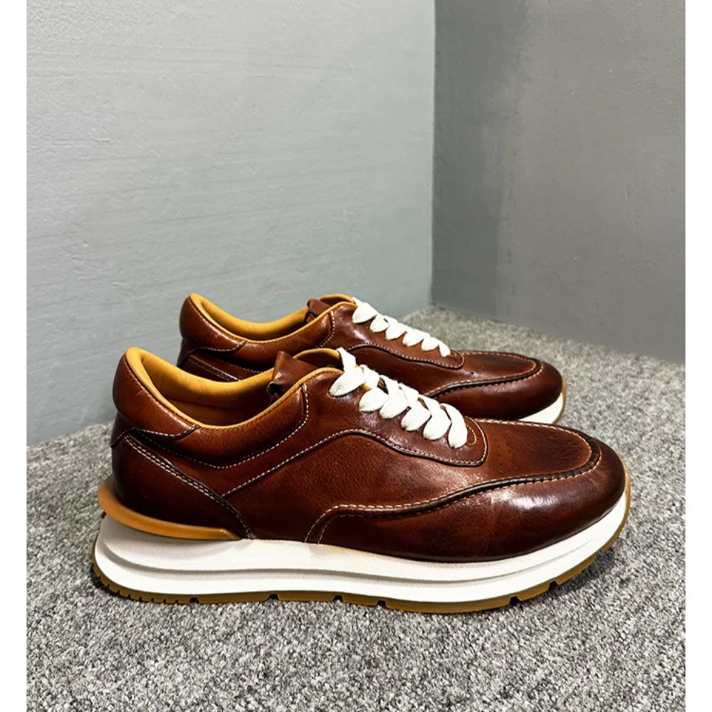 UNITYPUREMAX™ Handmade Horsehide Leather Sneakers – Breathable Retro Casual Shoes for Men 5