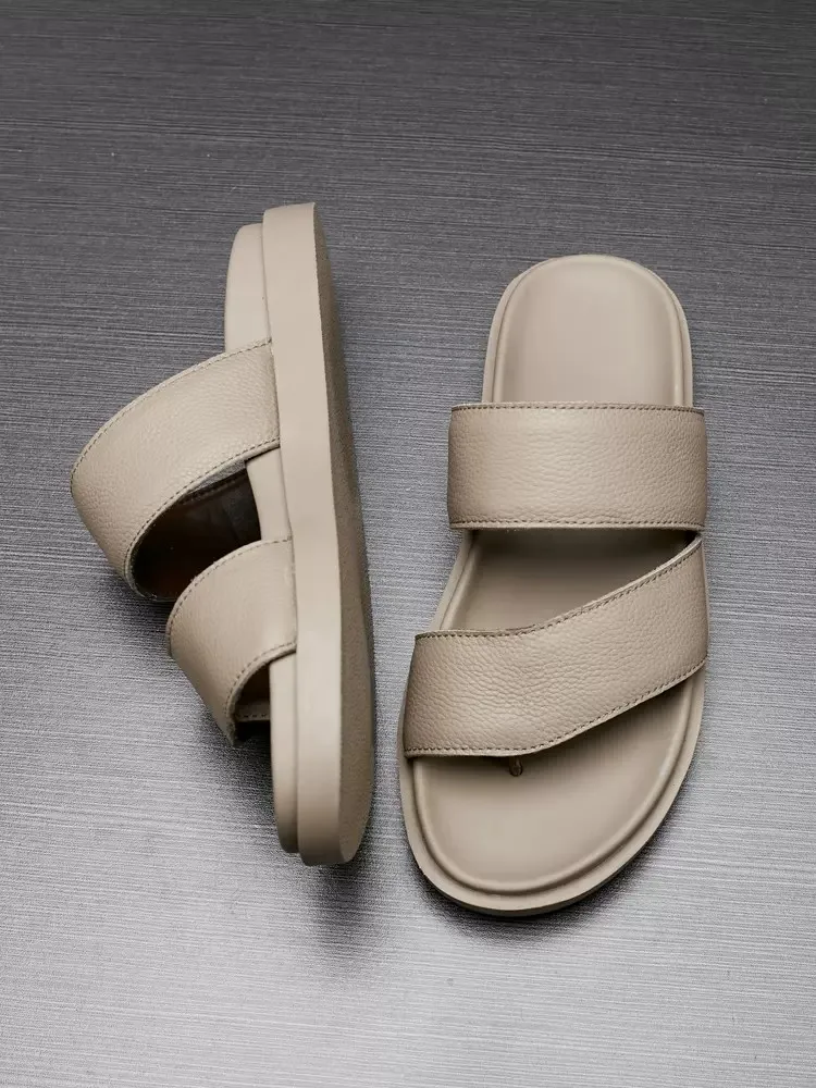 UNITYPUREMAX™ Men’s Genuine Leather Summer Slides – Breathable Platform Clip-Toe Beach Slippers 6