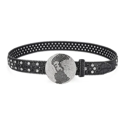 UNITYPUREMAX™ Western BlingBling Diamond Belt – PU Leather Round Buckle Crystal Rhinestone Unisex Strap 2