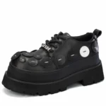 Original Design Thick-Soled Height Increasing Mens Derby Shoes | Genuine Leather Ring Buckle Casual Sneakers 2
