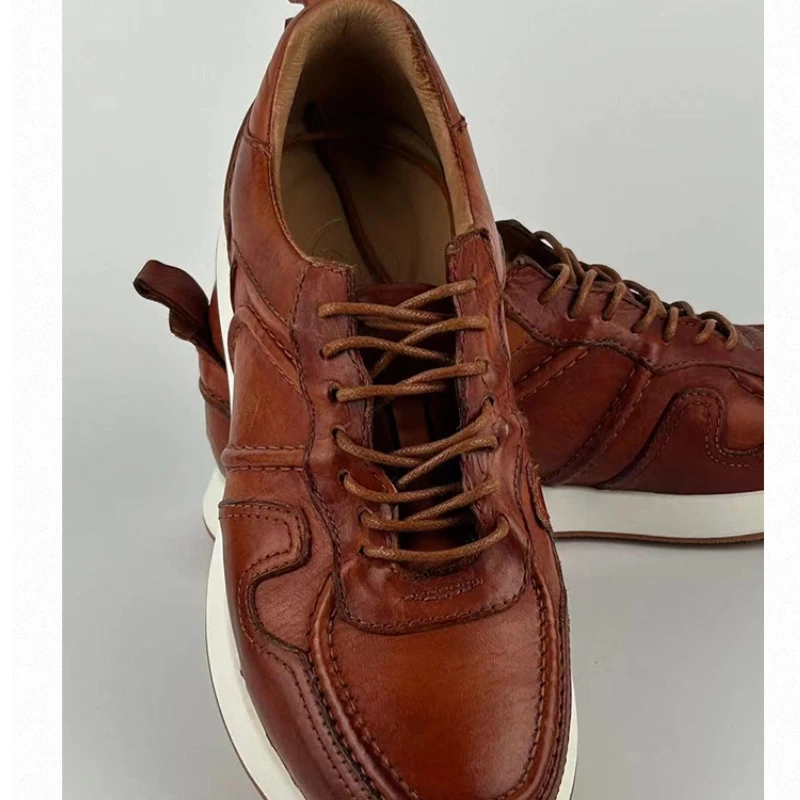 UNITYPUREMAX™ Distressed Top Grain Leather Sneakers – Handmade Vintage Low-Top Retro Trainers 4