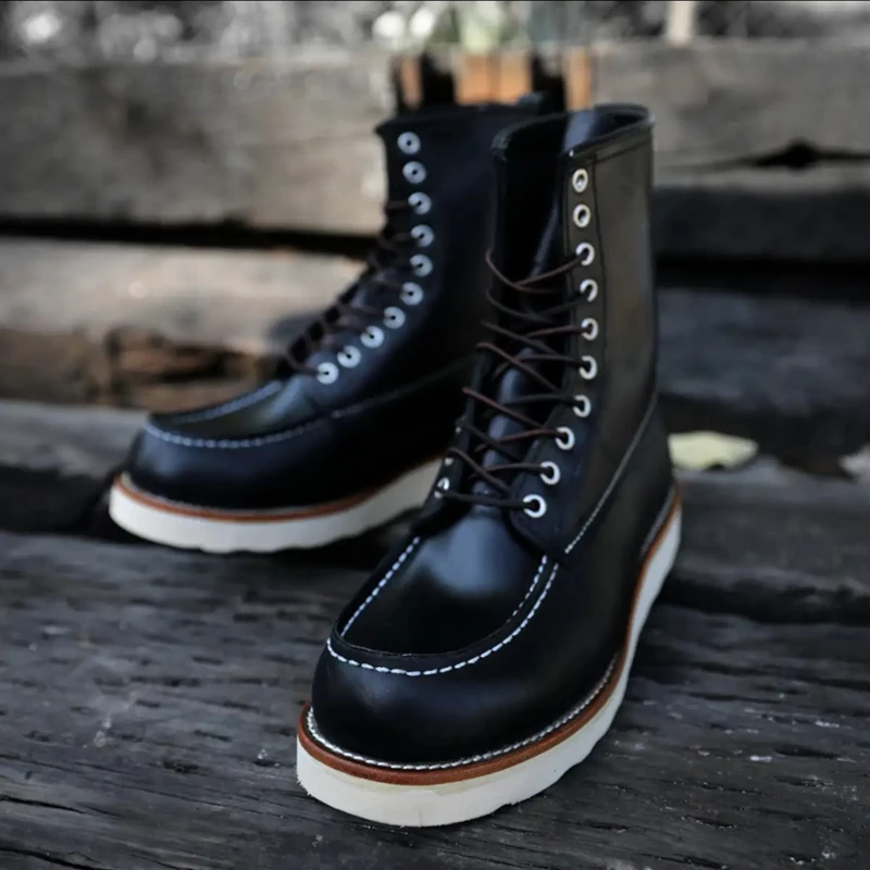 UNITYPUREMAX™ Vintage Handmade Genuine Leather Mid-Calf Motorcycle Boots 5