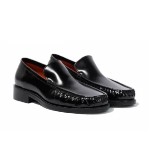 UNITYPUREMAX™ Handmade Pleated Leather Loafers – Classic Slip-On Shiny Dress Shoes for Men 1