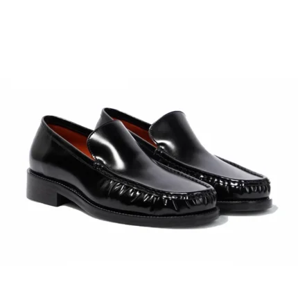 UNITYPUREMAX™ Handmade Pleated Leather Loafers – Classic Slip-On Shiny Dress Shoes for Men 1