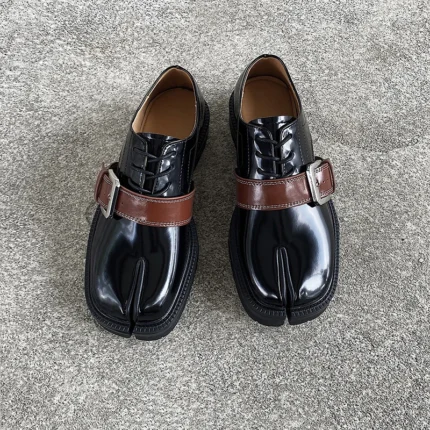 UNITYPUREMAX™ Split-Toe Tabi Leather Loafers – Detachable Buckle Shiny Leather Statement Shoes for Men 1