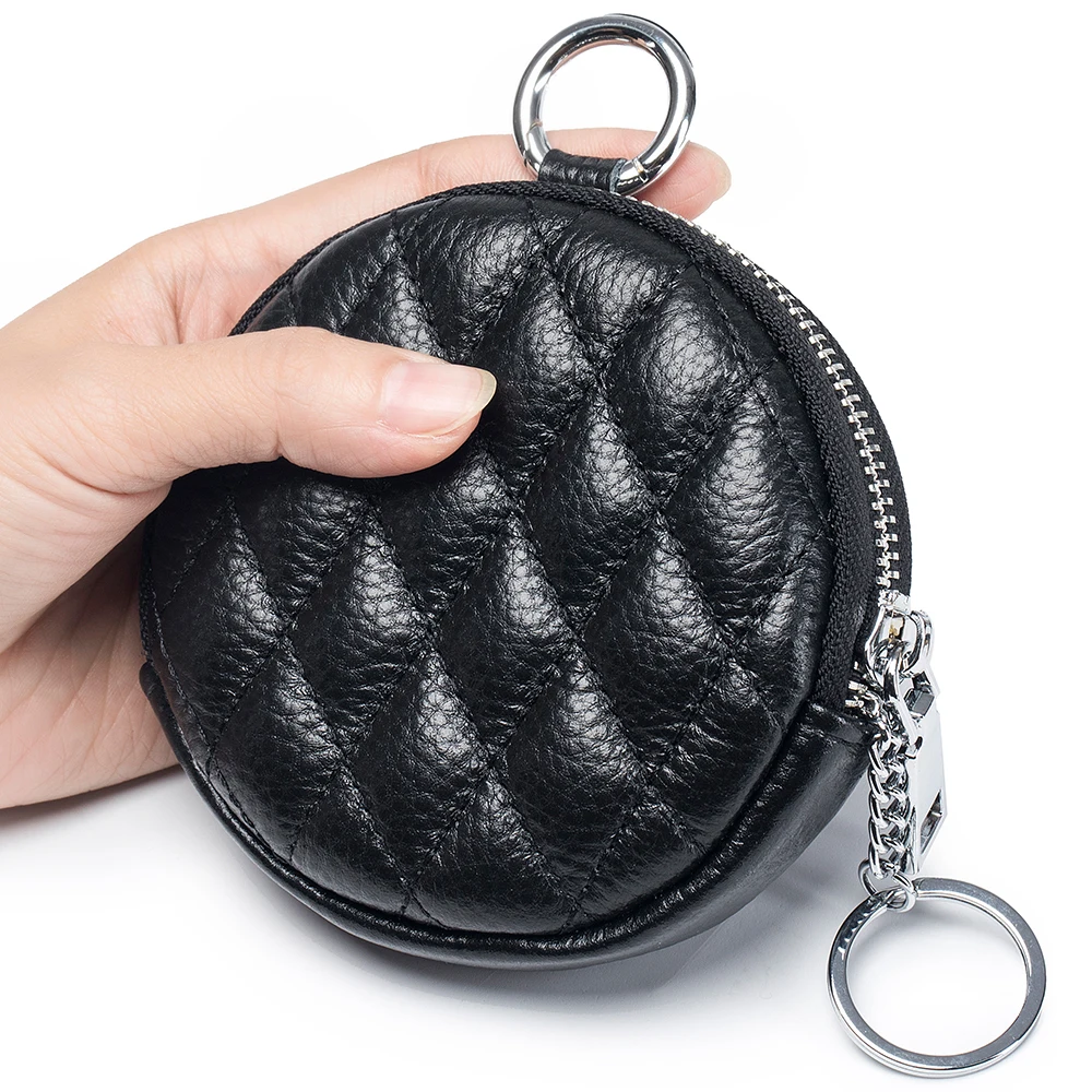 UNITYPUREMAX™ Diamond Stitch Real Leather Coin Purse – Mini Zipper Wallet & Key Organizer 2
