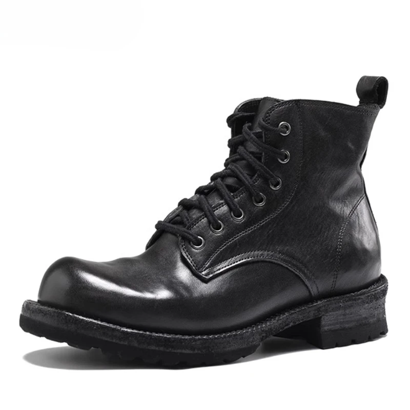 UNITYPUREMAX™ Hand-Sewn Genuine Leather Retro Ankle Boots – Non-Slip Outdoor Work & Motorcycle Boots 2