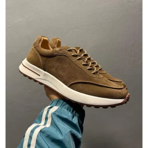 UNITYPUREMAX™ Lambskin German Army Trainers – Suede Chunky Sole White Sneakers for Men 1
