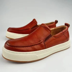 UNITYPUREMAX™ Casual Leather Slip-On Shoes – Thick Sole White Board Loafers for Men 1