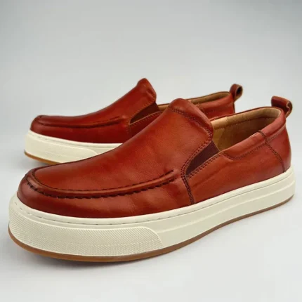 UNITYPUREMAX™ Casual Leather Slip-On Shoes – Thick Sole White Board Loafers for Men 1