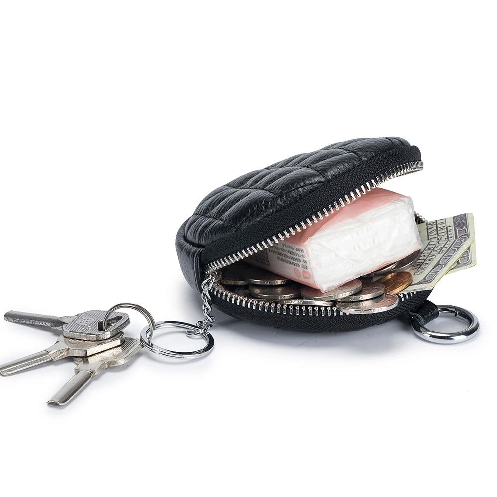 UNITYPUREMAX™ Diamond Stitch Real Leather Coin Purse – Mini Zipper Wallet & Key Organizer 4