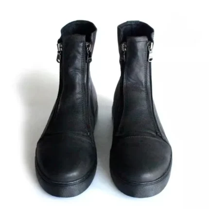 UNITYPUREMAX™ Double Zipper Leather Chelsea Boots – Handmade Platform Retro Ankle Boots for Men 2