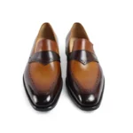 UNITYPUREMAX™ Handmade Leather Loafers for Men – Striped Slip-On Party Shoes 4