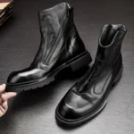 UNITYPUREMAX™ Handmade Leather Chelsea Boots – Thick Sole High-Top Zipper Ankle Boots 3