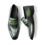 UNITYPUREMAX™ Crocodile Genuine Leather Loafers for Men – Hand-Stitched Luxury Slip-On Dress Shoes - how to style leather loafers