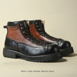 UNITYPUREMAX™ Amekaji Leather Work Boots – Handmade Retro Motorcycle Combat Boots 1