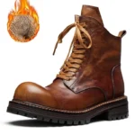 UNITYPUREMAX™ Handmade Cow Leather Motorcycle Boots – Waterproof Thick Sole British Style Ankle Boots for Men 6