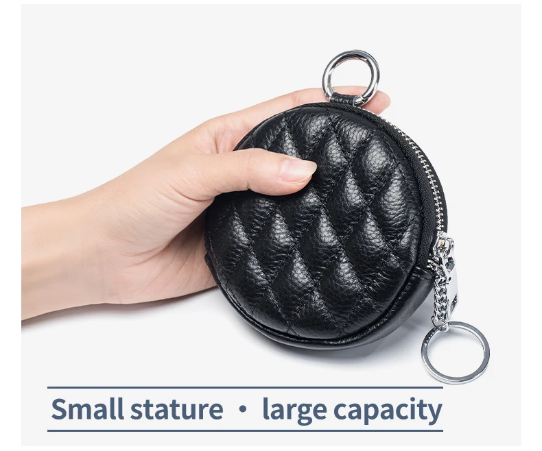 UNITYPUREMAX™ Diamond Stitch Real Leather Coin Purse – Mini Zipper Wallet & Key Organizer 19