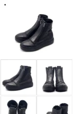 UNITYPUREMAX™ Double Zipper Leather Chelsea Boots – Handmade Platform Retro Ankle Boots for Men 6