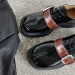 UNITYPUREMAX™ Split-Toe Tabi Leather Loafers – Detachable Buckle Shiny Leather Statement Shoes for Men