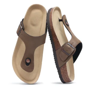 UNITYPUREMAX™ Women’s Cork Footbed Leather Mule Sandals – Arch Support Summer Slides 1