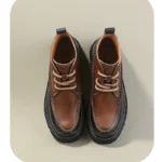 UNITYPUREMAX™ Genuine Leather High-Top Work Boots – Chunky Anti-Slip Sole Rugged Casual Boots for Men 4