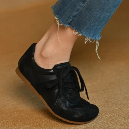 UNITYPUREMAX™ Women Retro Leather Sneakers – Bow Detail Flat Casual Shoes 2