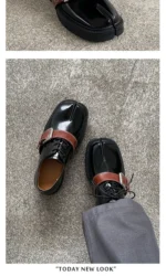 UNITYPUREMAX™ Split-Toe Tabi Leather Loafers – Detachable Buckle Shiny Leather Statement Shoes for Men