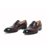 UNITYPUREMAX™ Striped Genuine Leather Loafers for Men – Slip-On Party & Casual Shoes 5