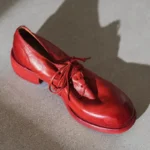 UNITYPUREMAX™ Handmade Horsehide Leather Pumps – Retro British Square Heel Lace-Up Shoes 3