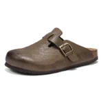 UNITYPUREMAX™ Unisex Cork Leather Closed-Toe Slippers – Adjustable Buckle Comfort Footbed Backless Slides 4