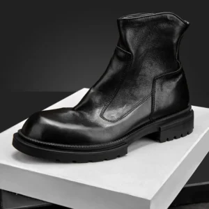 UNITYPUREMAX™ Handmade Leather Chelsea Boots – Thick Sole High-Top Zipper Ankle Boots 1