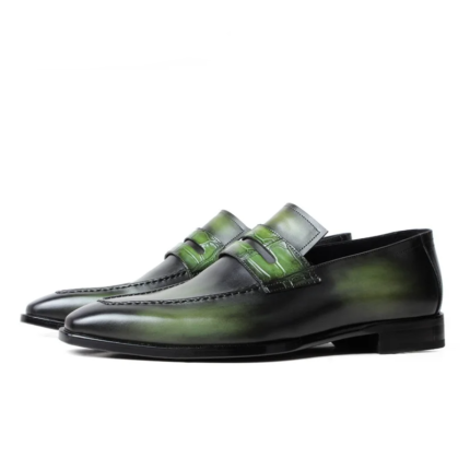 UNITYPUREMAX™ Crocodile Genuine Leather Loafers for Men – Hand-Stitched Luxury Slip-On Dress Shoes