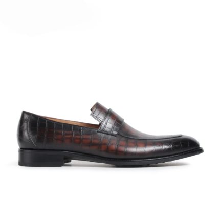 UNITYPUREMAX™ Striped Genuine Leather Loafers for Men – Slip-On Party & Casual Shoes