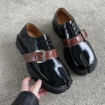 UNITYPUREMAX™ Split-Toe Tabi Leather Loafers – Detachable Buckle Shiny Leather Statement Shoes for Men