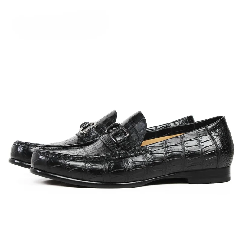 UNITYPUREMAX™ Crocodile Leather Mens Dress Loafers – Hand-Stitched Luxury Slip-On Shoes 8