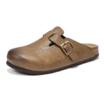 UNITYPUREMAX™ Unisex Cork Leather Closed-Toe Slippers – Adjustable Buckle Comfort Footbed Backless Slides 3