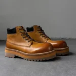 UNITYPUREMAX™ British Style Retro Genuine Brown Leather Ankle Boots – Thick-Sole Outdoor Work & Desert Boots