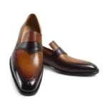 UNITYPUREMAX™ Handmade Leather Loafers for Men – Striped Slip-On Party Shoes 3