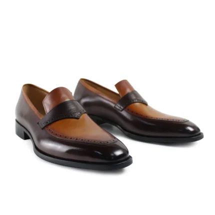 UNITYPUREMAX™ Handmade Leather Loafers for Men – Striped Slip-On Party Shoes 2