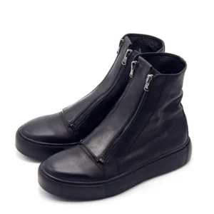 UNITYPUREMAX™ Double Zipper Leather Chelsea Boots – Handmade Platform Retro Ankle Boots for Men 1