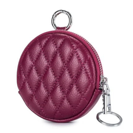 UNITYPUREMAX™ Diamond Stitch Real Leather Coin Purse – Mini Zipper Wallet & Key Organizer 5