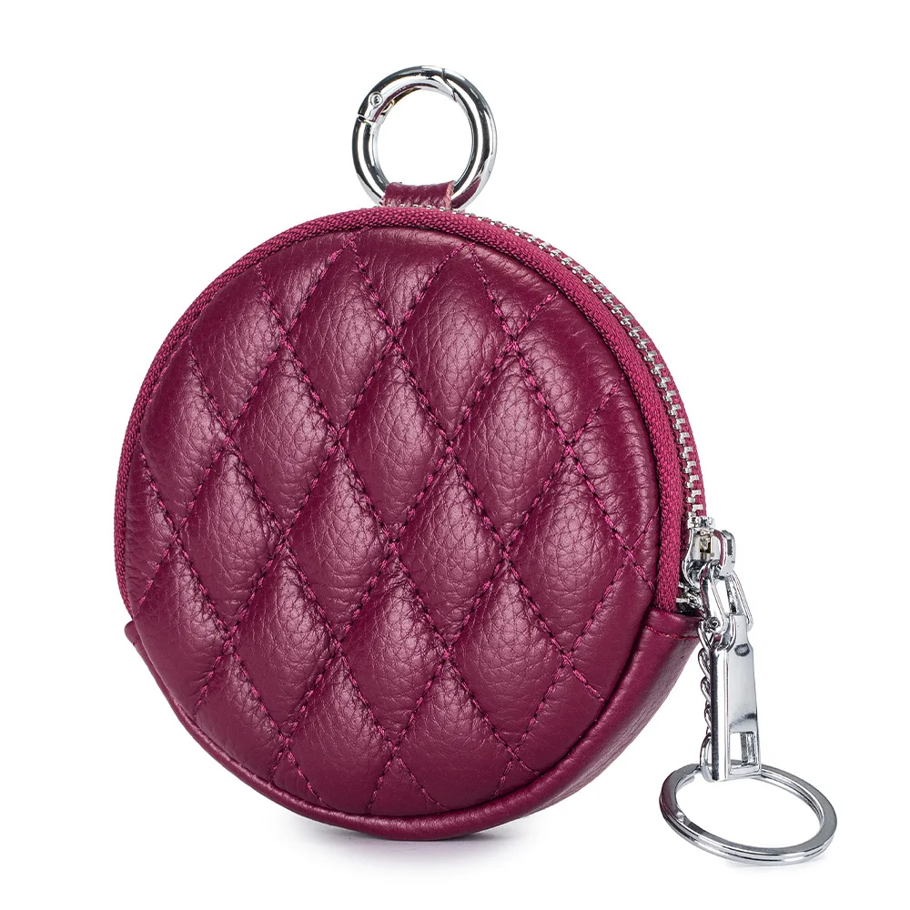 UNITYPUREMAX™ Diamond Stitch Real Leather Coin Purse – Mini Zipper Wallet & Key Organizer 5
